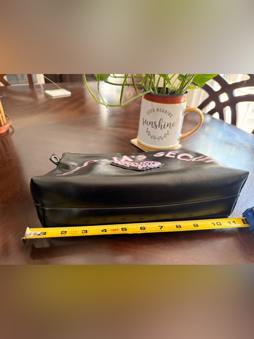 Victoria's Secret Black Cosmetic Pouch with Pink Lettering & Heart - Picture 6 of 7